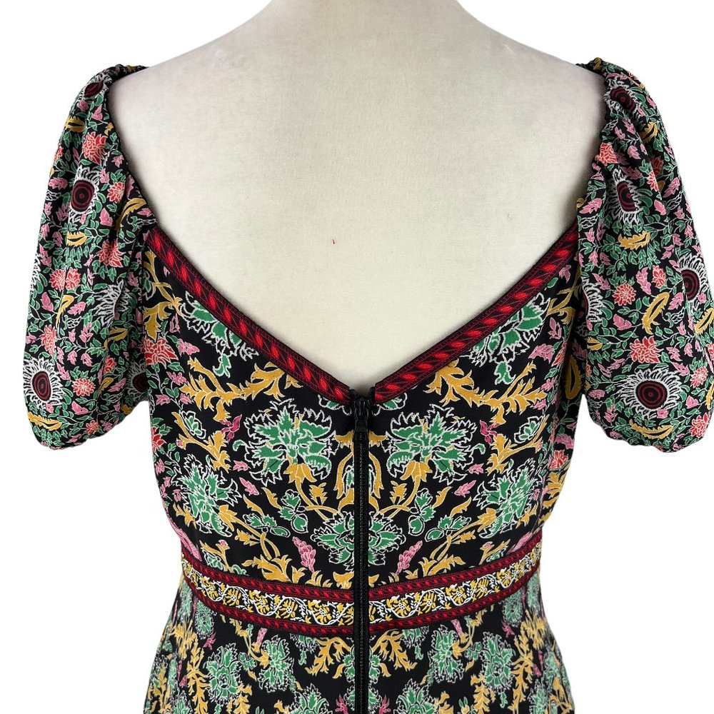 Alice & Olivia Dana Floral Print Crepe Mini Dress Size 6 - Picture 13 of 14